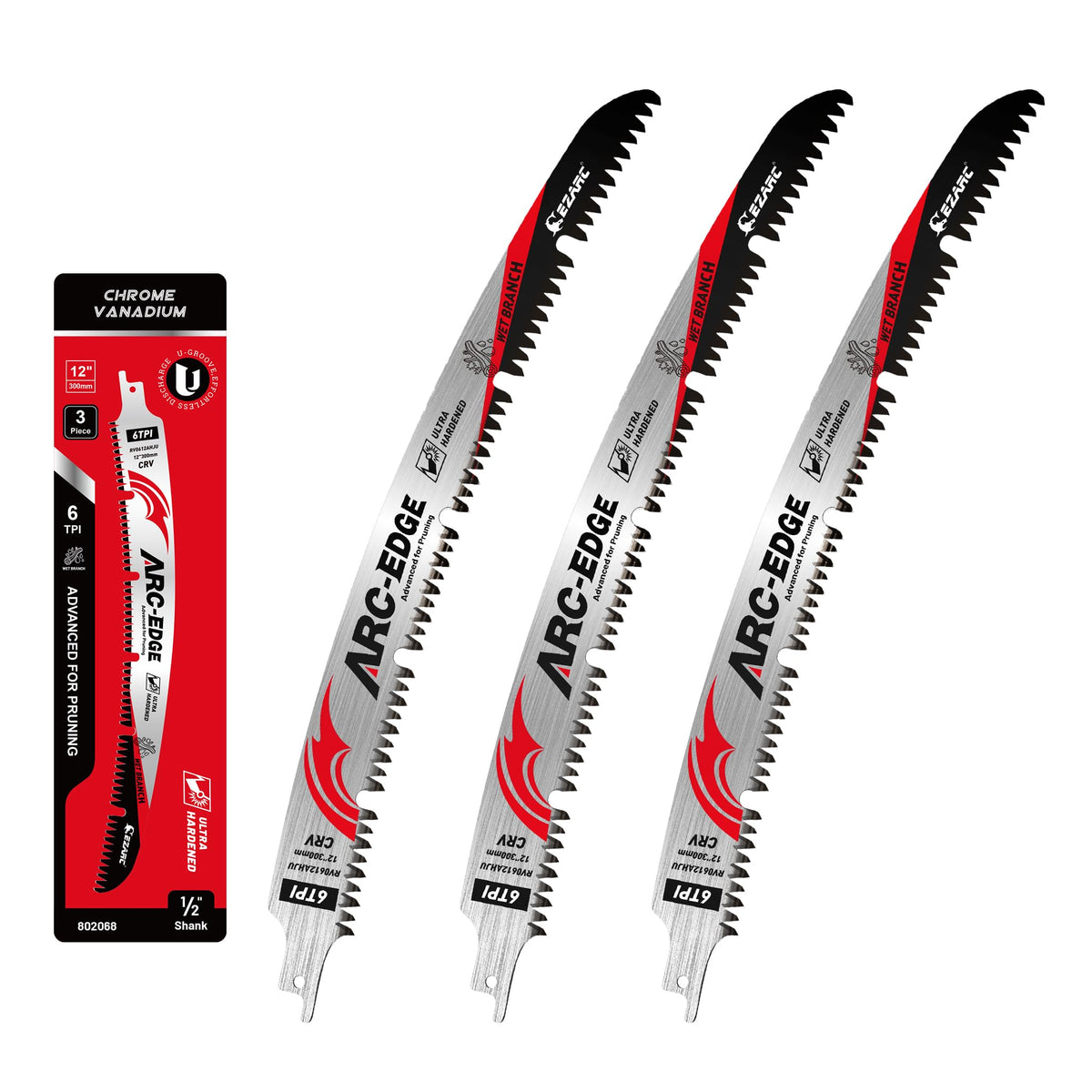 EZARC Arc Edge Reciprocating Saw Blades, 12-Inch 6TPI for Pruning - Image 1