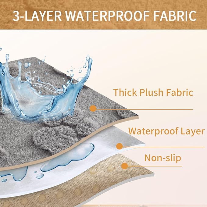 Waterproof Couch Cover for Dogs Washable,Fuzzy Pet Couch Covers for Sofa,Thick Soft Dog Mat Non-Slip Couch Covers for 3 Cushion Couch Sofa Pet Friendly (Grey, 35 * 95(1pc))