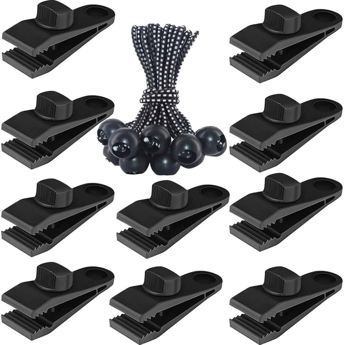 Tarp Clips Heavy Duty Lock Grip, 20 Pcs Tarp Clamps & Bungee - Image 1