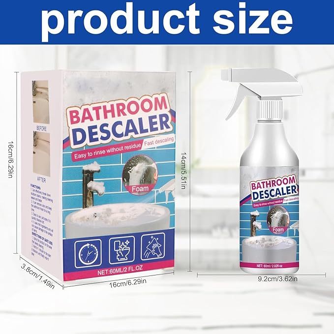 2Pcs Bathroom Descaler Foam Cleaner,Stubborn Stains Cleaners,Bathrooms Descaler Cleaners, Powerful Descaling Cleaning Agent for Stubborn Stains, Bathtub, Glass & Multipurpose Bathroom Surfaces