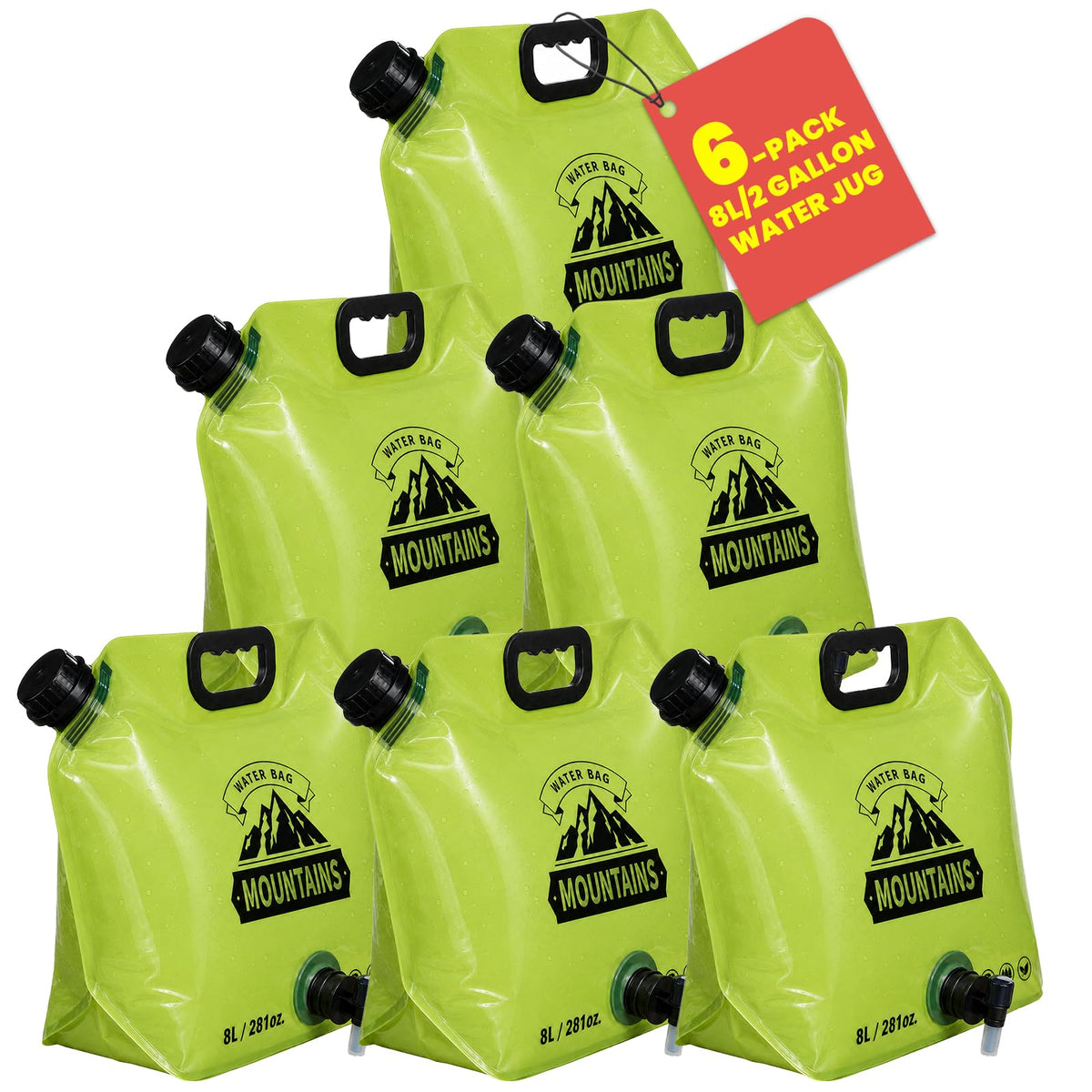 6Pack Collapsible Water Container 8L/2 Gallon Water Jug - Image 1