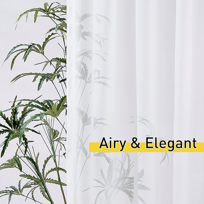 NICETOWN 2 Panels Sheer Outdoor Patio Curtains Waterproof, Tab Top Lightweight Elegant Indoor Outdoor Sheer Voile Drapes Airy with Light Filtering for Yard/Gazebo, W54 x L96 inch, White