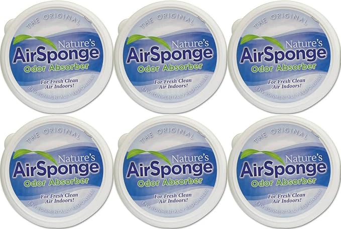 Delta Nature's Air Sponge Odor Absorber, Eliminator, Neutralizer and Natural Air Freshener Gel - Unscented Plastic Tub 0.5 Lb. 6-pack