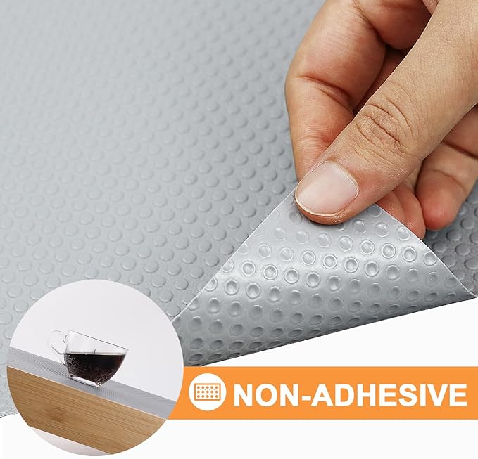 FLPMIX Cabinets Shelf Liner Light Gray: Waterproof Kitchen Drawer Liners 11 in × 240" - Non-Adhesive Easy to Cut Cupboard Protector Mat for Pantry Shelves