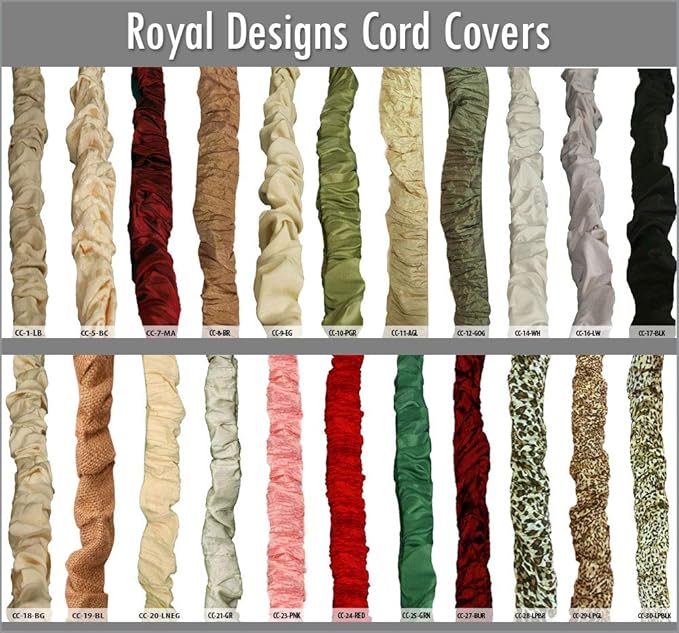 Royal Designs, Inc. Cord & Chain Cover 4 ft Silk Type Fabric, Chandelier Pendant Lighting Chain & Cable Management, Touch Fastener, Brown - 1 Pack