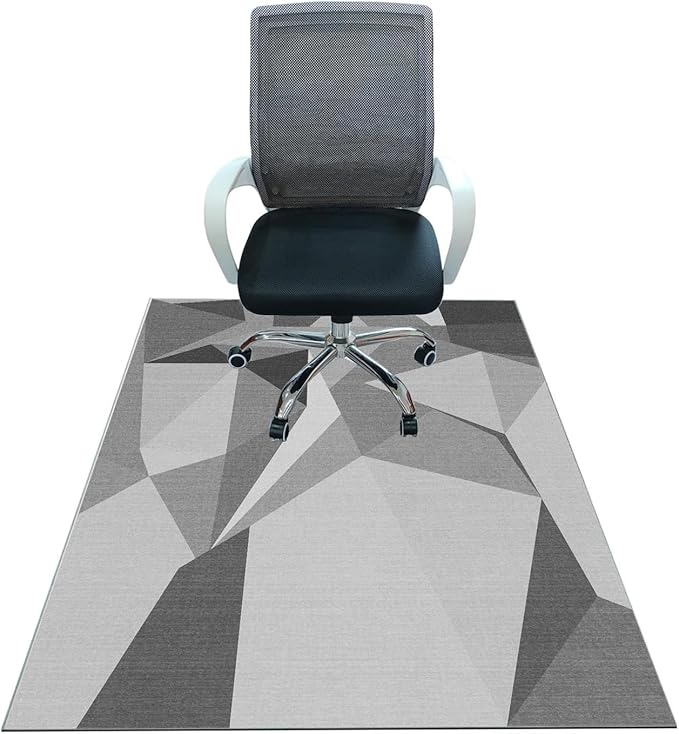 Office Chair Mat for Hardwood Floor & Low-Pile Carpet,55"*35" Under Desk Mat, Computer Chair Rug,Anti-Slip Floor Protector for Home Office Grey White