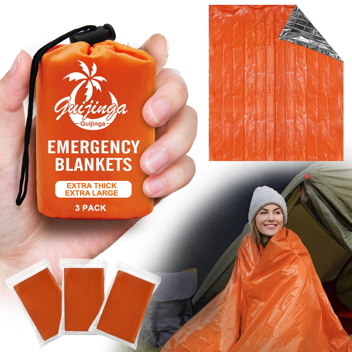 Emergency Blankets for Survival 3 Pack - Image 1