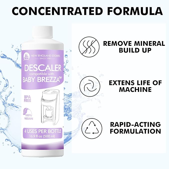 New England Stories Baby Brezza Compatible Descaler 33.8 Fl Oz, Universal Cleaner Solution for Baby Brezza and Other Baby appliances, Remove Build-up Extends Machine’s lifespan