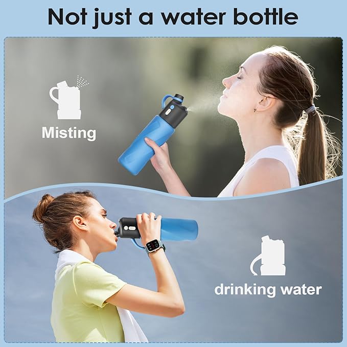 Electric Misting Water Bottle | No Straw, No Leak Design | Stainless Steel Double Wall Insulation | Food-Grade Materials | For Gym, Hiking, Golf