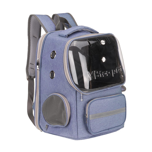 Pet Backpack Carrier Blue Dogs Cats Travel Bag with Cover 14.17" - Image 1
