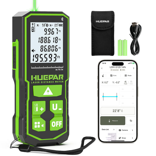 Huepar Bluetooth Green Laser Measuring Tool 200FT, S60-G-BT - Image 1