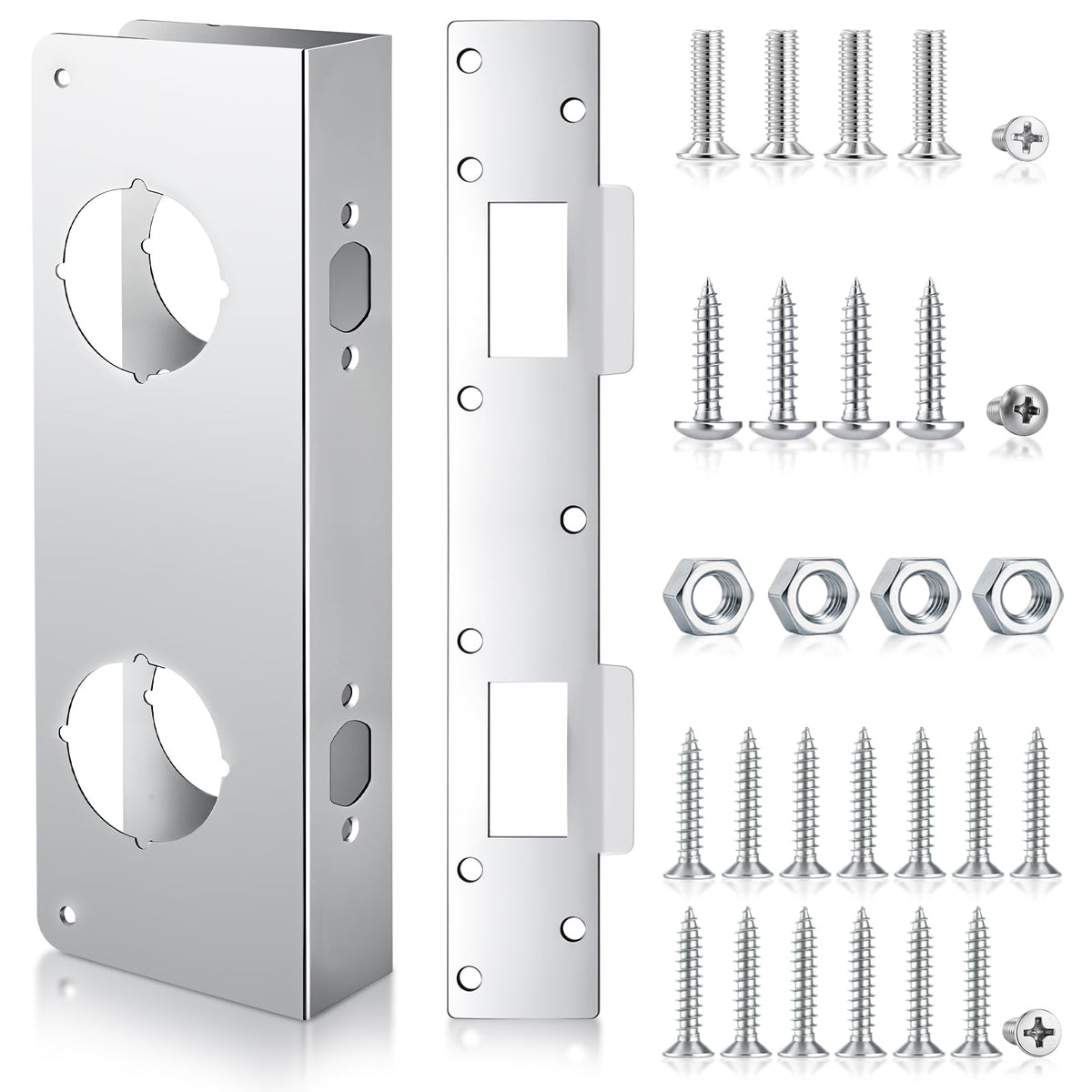 1 Set Silver Stainless Steel Lock and Door Reinforcement | Home Repair - Image 1