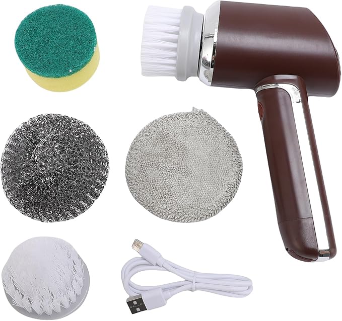 Diydeg Electric Spin Scrubber, 350RPM Deep Wash Rechargeable Washing Brush Scrubber Shower Scrubber with 5 Heads for Bathrooms Kitchen Indoors Outdoors