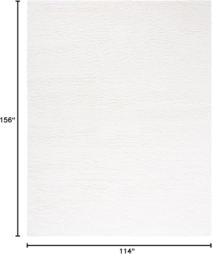 SAFAVIEH Santa Monica Shag Collection 9'6" x 13' White SGN725 Solid Non-Shedding Living Room Bedroom Dining Room Entryway Plush 2-inch Thick Area Rug