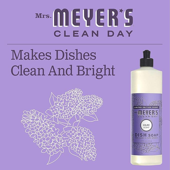 Mrs. MEYER'S CLEAN DAY Variety, 2 Liquid Hand Soap 12.5 OZ, 1 Liquid Dish Soap, 16 FL OZ (Lilac)