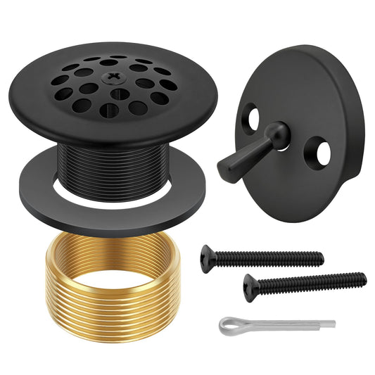 Matte Black Bathtub Drain Tub Trim Set with Trip Lever - Image 1