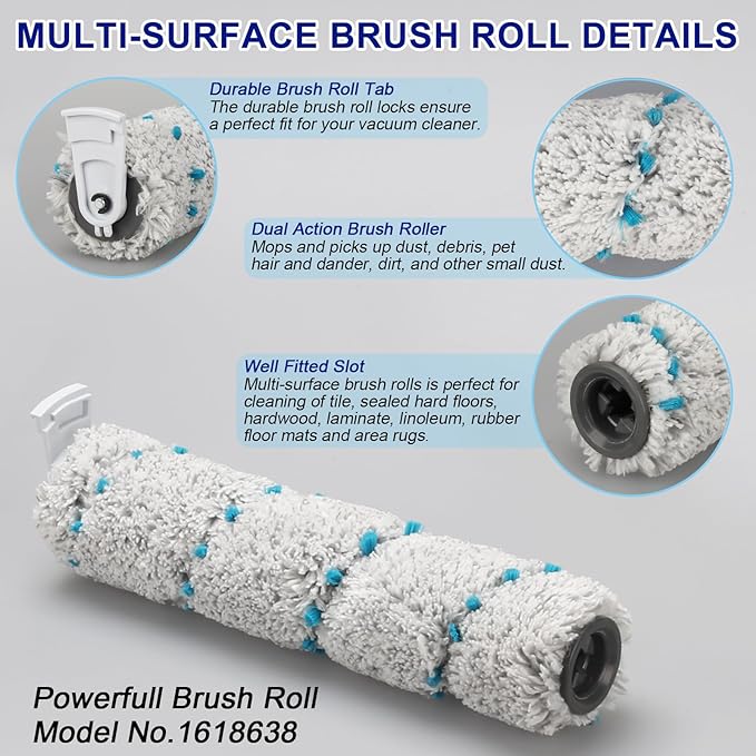 Lemige Brush and Filter Replacement Parts for Bissell CrossWave Max 2554 2590 2593 2596 for HydroSteam Plus 35151 3515 35152 3513 3518 Vacuum,3 Pack Multi-Surface Brush Rolls 2787 Vacuum Filters 1866