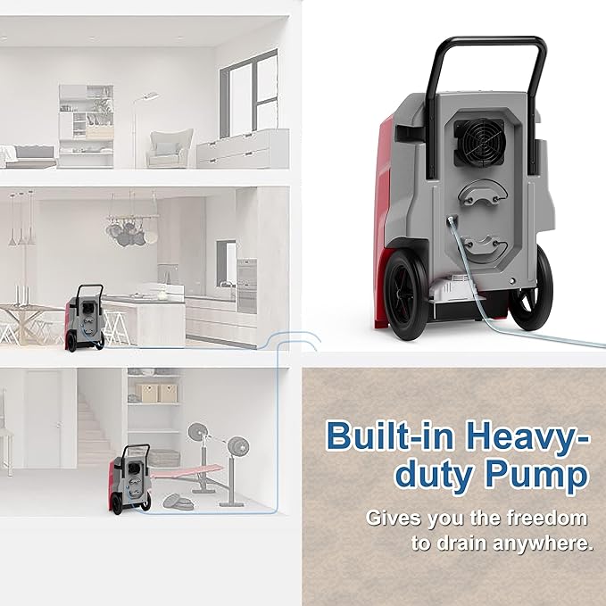 ALORAIR Storm Pro Commercial Dehumidifier 180 PPD, LGR Portable Dehumidifier with Pump, cETL Listed, 6 Years Warranty, LCD Display, for Clean-Up, Flood, Moisture