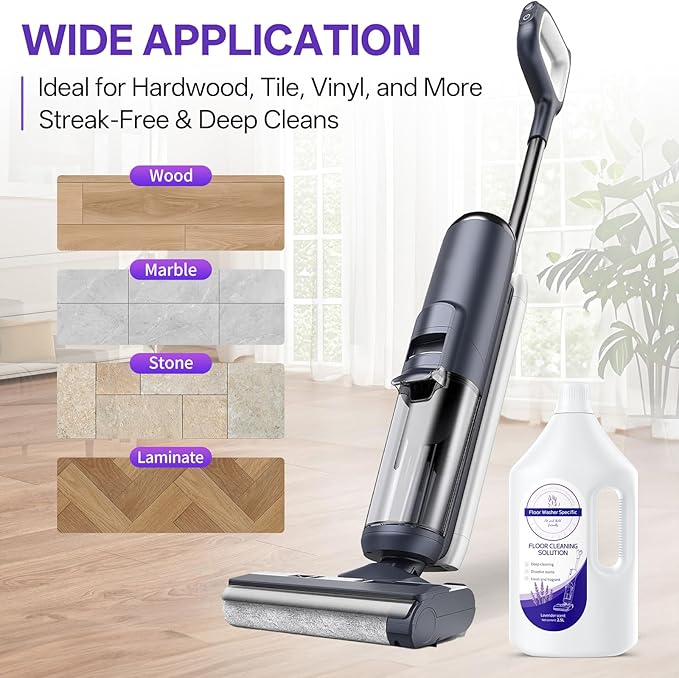Floor Cleaner Compatible with Tineco Cleaning Solution, Suitable with All Robotic Vacuum Mop and Cordless Wet/Dry Vacuum Mop Cleaner, Multi-Surface Deodorizing & Cleaning Solution (2.5 L, Lavender)