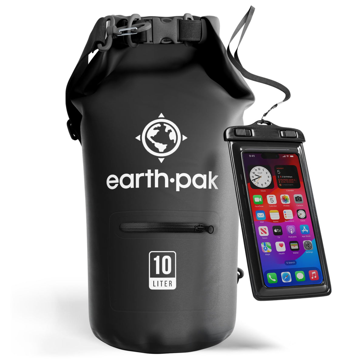 Waterproof Dry Bag with Zippered Pocket - 10L Kayaking Boating - Image 1