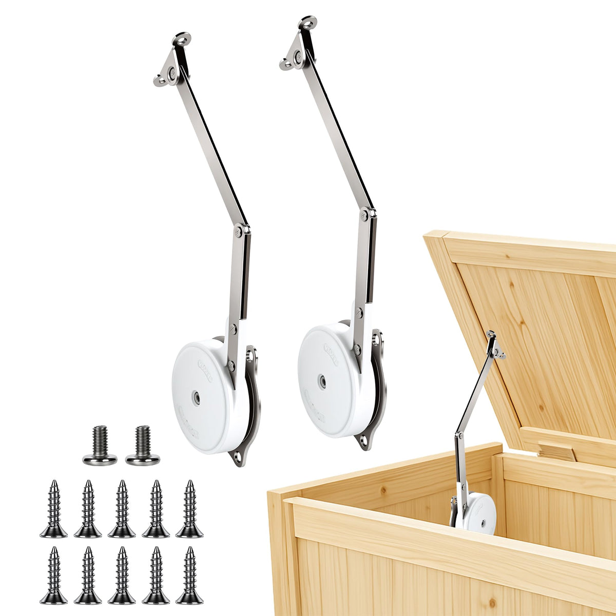 2 Pack Toy Box Hinges, Soft Close Hinges with Multi-Angle - Image 1