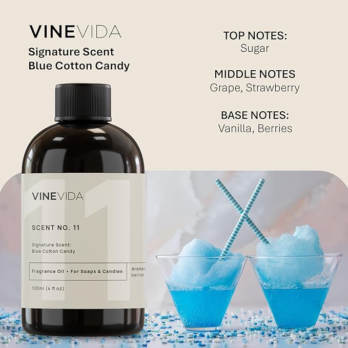 VINEVIDA [4oz] Blue Cotton Candy Fragrance Oil - USA Scents for Candle & Soap Making