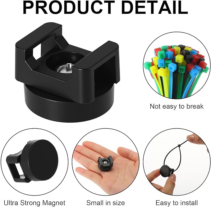 Yookeer 24 Pcs Magnet Zip Tie Mount Heavy-duty Magnetic Zip Tie Mounts Multipurpose Wire Cable Holder Mount with 120 Pcs Nylon Cable Ties for Home Office Wire Management(22mm)