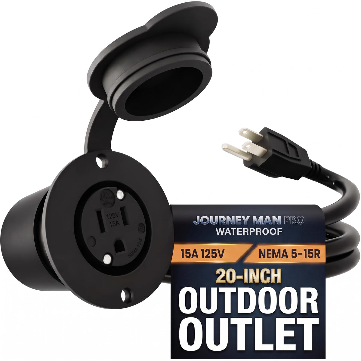 5279 GCR1 Outdoor Waterproof Outlet Kit, 15A 125V, Black - Image 1