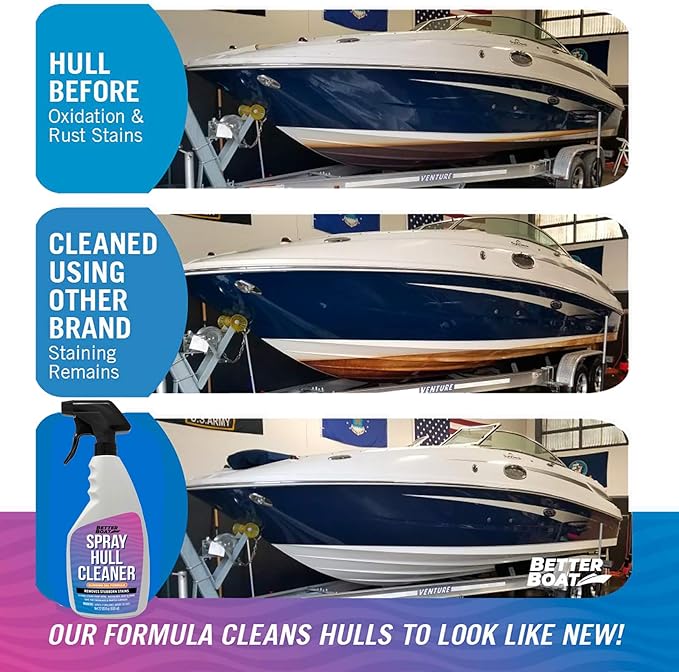Fiberglass Boat Hull Cleaner, Marine-Grade Stain Remover & Restorer, Deck Cleaner for Boats, Pontoons, Sailboats, Pro Wash Cleaning Supplies