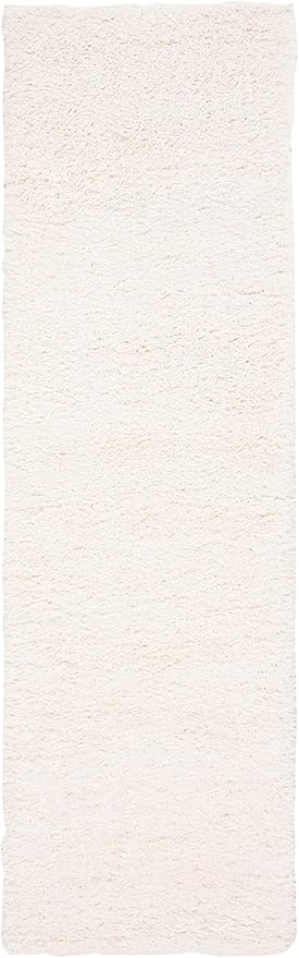 SAFAVIEH Fontana Shag Collection Runner Rug - 2'3" x 18', Ivory, Solid Design, Non-Shedding & Easy Care, 2-inch Thick Ideal for High Traffic Areas in Living Room, Bedroom (FNT800A)
