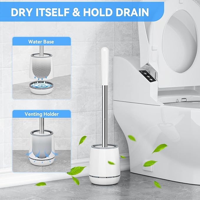 Toilet Brush and 2 Pack Toilet Plunger Combo, Plungers for Bathroom Heavy Duty for 5.7-inch Toilet Drain,Space Saving Toilet Bowl Brush Durable Bristles Toilet Scrubber for Bathroom Clean