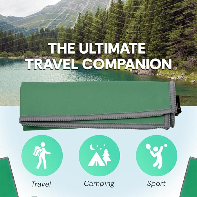 Elite Tail Magic -8 Pack - Lightweight Soft Compact Travel Towel | Quick Drying Backpacking Towel Ultralight with Loop Strap | Sport and Gym Microfiber Face Cloth Yoga | Small 12.5 x 9.9 inches