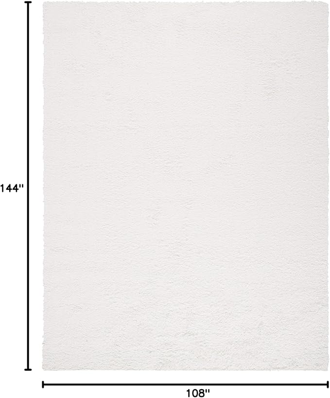 SAFAVIEH August Shag Collection Area Rug - 9' x 12', White, Solid Design, Non-Shedding & Easy Care, 1.5-inch Thick Ideal for High Traffic Areas in Living Room, Bedroom (AUG200A)