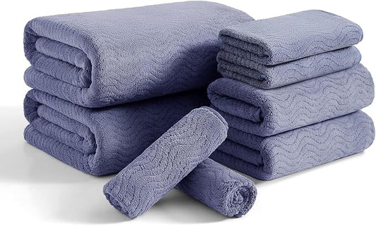 8 Piece Bath Towel Set |2 Oversized Large Bath Sheet,2 Hand Towels,4 Washcloths| Ultra Soft Bath Towel Set for Bathroom Hotel Gym Spa,Highly Absorbent Quick Dry Bathroom Towel Collections,Wedgewood