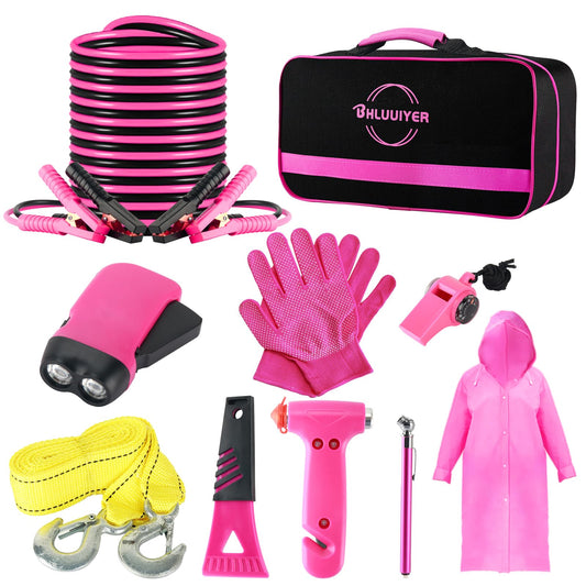 Car Emergency Kit, Pink Roadside Emergency Car Kit | Hand Tools - Image 1