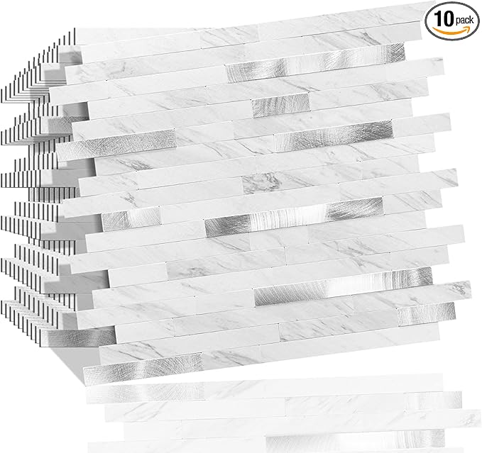 Peel and Stick Backsplash, 10-Sheet Peel and Stick Tiles PVC Wall Tile Stick on Backsplash for Kitchen