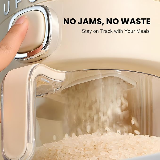 Rice Dispenser, Rice Storage Container with Measuring Cup for Kitchen Pantry Household, Cereal Dry Food Storage Containers Airtight, Sealed Moisture Proof， 22 Lbs