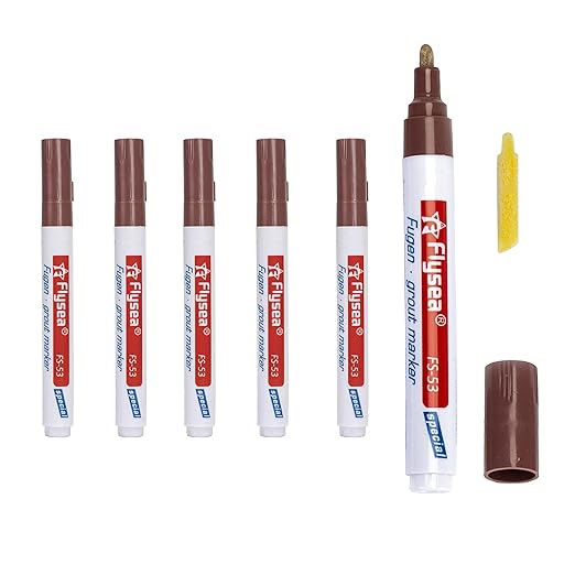 5 Pieces Grout Tile Pen Repair Pen,Renew Tile Lines, Restoring Tile Wall Floor Bathrooms and Kitchen(Brown)