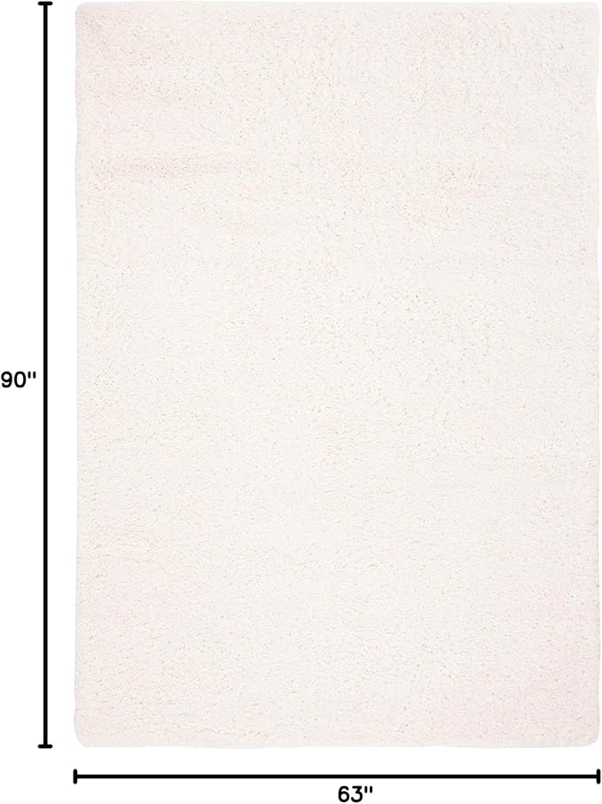 SAFAVIEH Fontana Shag Collection Area Rug - 5'3" x 7'6", Ivory, Solid Design, Non-Shedding & Easy Care, 2-inch Thick Ideal for High Traffic Areas in Living Room, Bedroom (FNT800A)