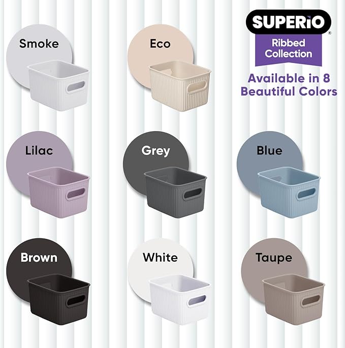 Superio Eco-Friendly Decorative Plastic Storage Bin - Plastic Basket Open Home Storage Organizer Basket, Container Boxes for Organizing Closet Storage Bins for Shelves Drawer Shelf (1.5 Liter)