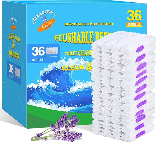 36 Refills Disposable Toilet Bowl Paper Bulk Toilet Fresh Flushable Refills for Bathroom Toilet Brush Accessories Supplies Starter Kit (Lavender Scent)
