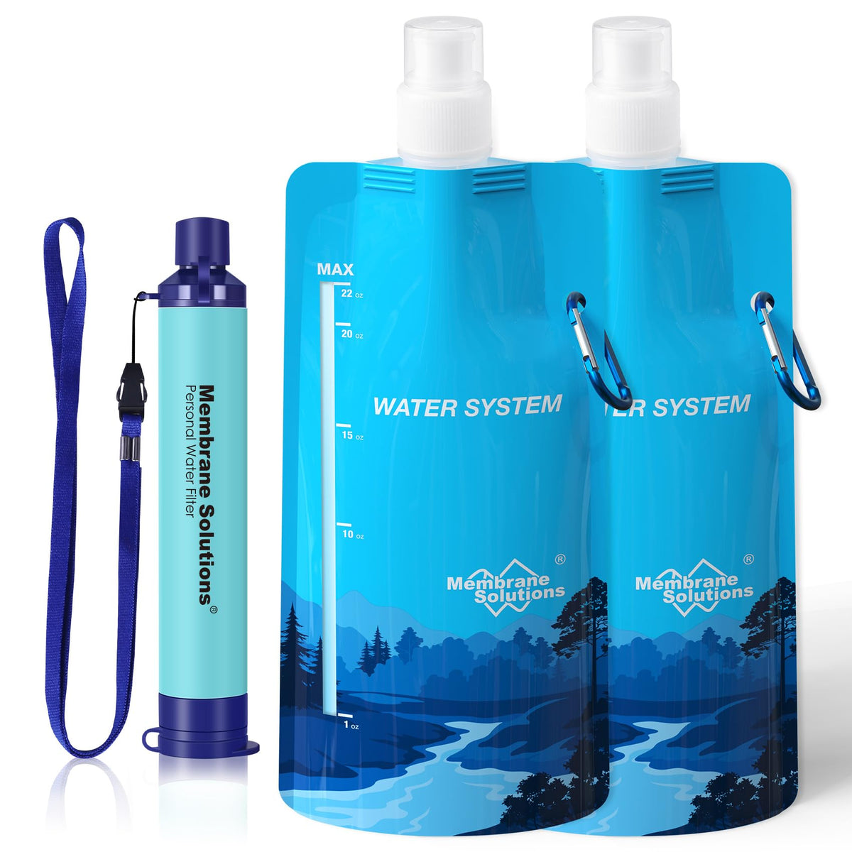Membrane Solutions Squeezable Water Pouches with Water Filter - Image 1