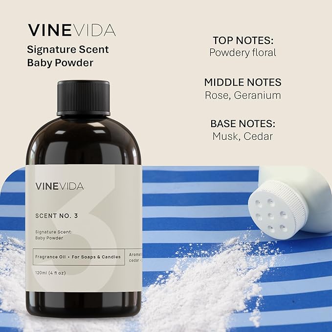 VINEVIDA [4oz] Baby Powder Fragrance Oil for Candle Making and Soap Making - Premium Candle Scents for Soy Candles