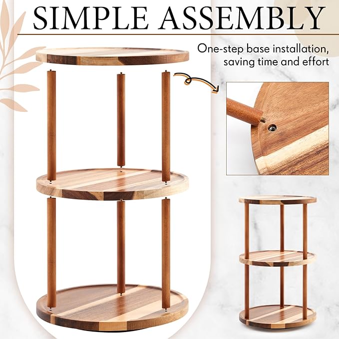 3-tier Lazy Susan Organizer 10 Inch, Rotating Spice Rack, Spinning Organizer, Industrial Turntable Spice Rack for Cabinet, Kitchen Countertop, Pantry