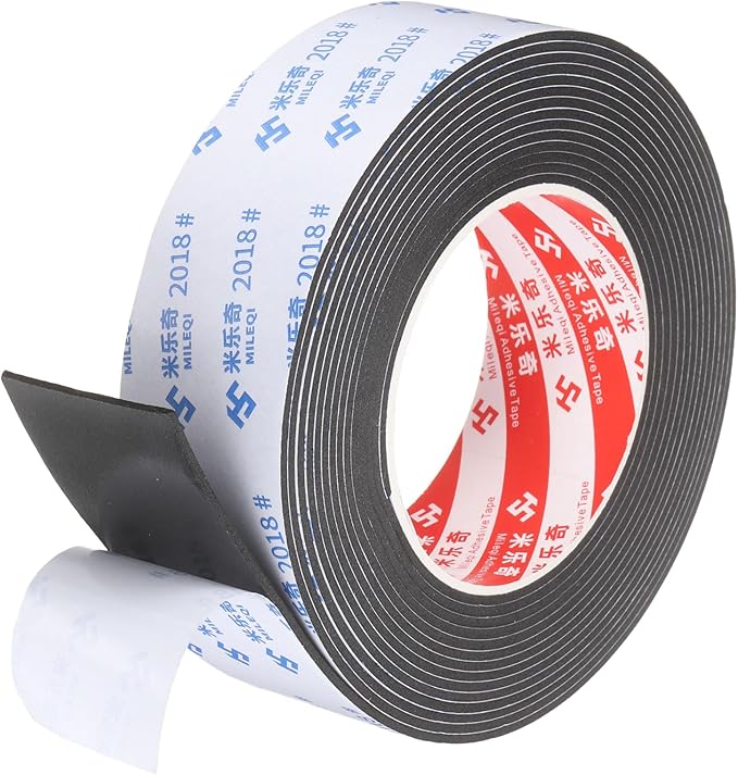 PATIKIL Sponge Rubber Foam Tape, 1 3/4" W x 1/32" t x 16.4ft l Self-Adhesive Foam Insulation Tape Weather Stripping for Window Door Soundproofing Weatherstrip AC Seal Strip, Black