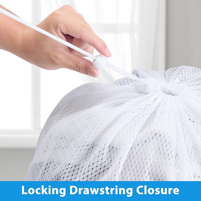 2Pack XL Heavy Duty Mesh Laundry Bags, Machine Washable Large Dirty Clothes Organizer with Drawstring, Fits Laundry Baskets or Hampers Essentials for Dorm, College, Travel, Camp, Sport - 24" x 36"