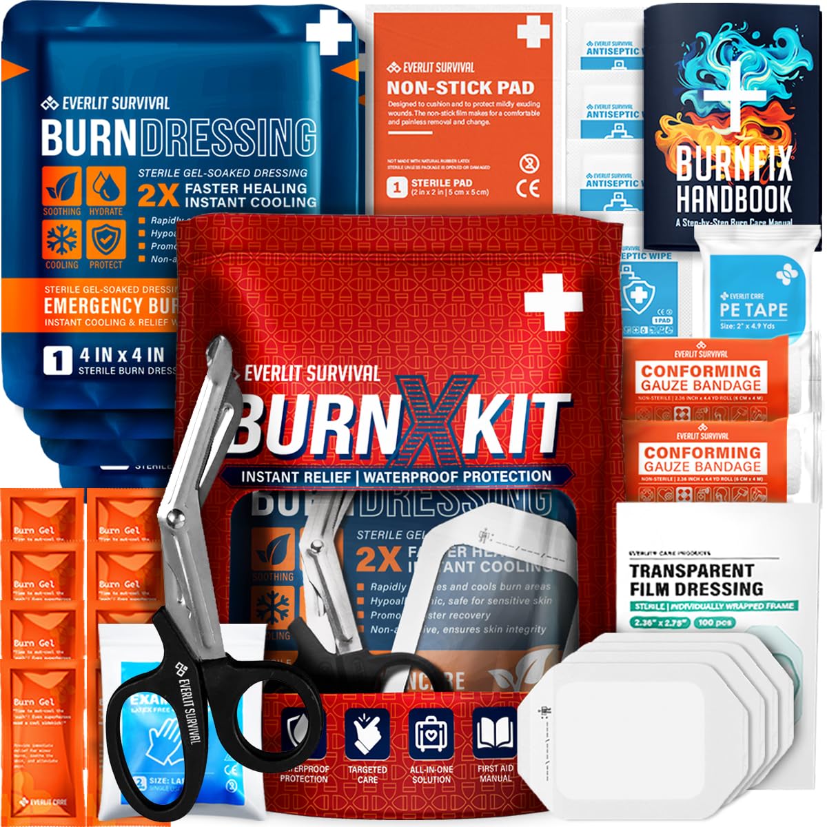 EVERLIT Burn Kit with Sterile Waterproof Wound Dressing | - Image 1