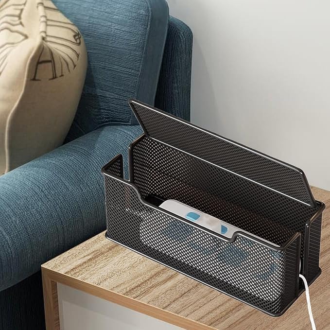 Cable Management Box,Desk Cable Organizer Box,No Installation Wire Cord Box Hider,Metal Mesh Cord Holder for Desk TV Computer USB Hub System to Cover and Hide & Power Strips & Cords