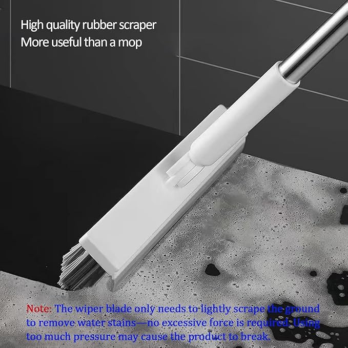 Floor Scrubbing Brush with 57" Adjustable Long Handle,3 in 1 Living Grout Brush with Squeegee,V-Shape Stiff Brush Bristle,Heavy Duty Bathroom Cleaning Brush for Tile,Deck,Patio,Wall,Garage,Kitchen,Blu