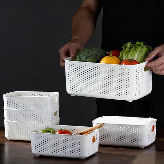 LivLab Mker Food Storage Container Sets BPA-Free plastic Stackable strainers colander for Kitchen Pantry Organization,fruit,vegetable